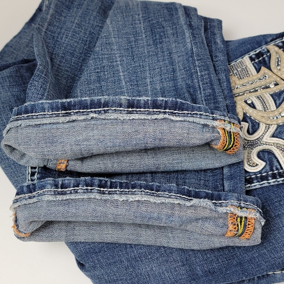 Rock Revival Jordyn Easy Boot Western Denim Blue Jeans Sz 32 x 27.5 (Hemmed) - Picture 14 of 16